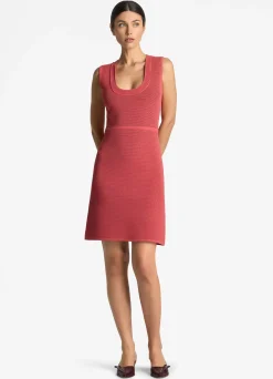 Outlet St. John Bi-Tonal Stretch Knit Dress Rose/Dark Claret Multi