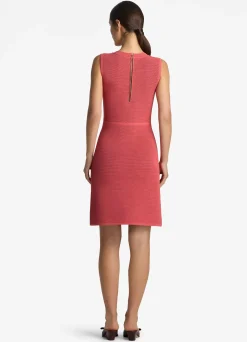 Outlet St. John Bi-Tonal Stretch Knit Dress Rose/Dark Claret Multi