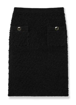St. John Boucle Twill Skirt with Pockets Black