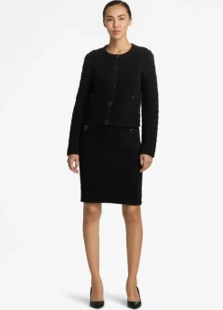 St. John Boucle Twill Skirt with Pockets Black