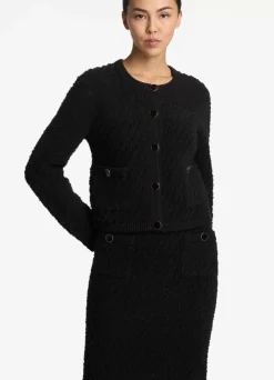 St. John Boucle Twill Skirt with Pockets Black