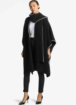 Outlet St. John Boucle Twill Wrap Black/Ecru