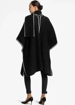 Outlet St. John Boucle Twill Wrap Black/Ecru