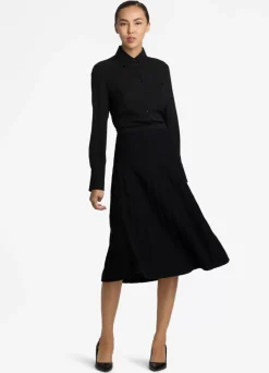 Outlet St. John Bouclette Pleat Knit Skirt Black