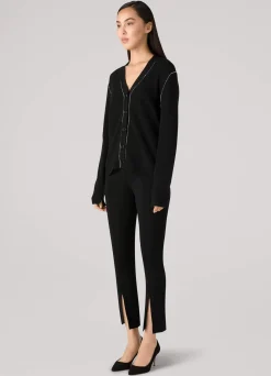 St. John Boyfriend Cardigan Black/Ecru
