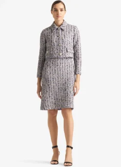 Clearance St. John Broken Check Slub Knit Jacket Periwinkle Multi