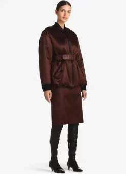 New St. John Chintz Satin Bomber Jacket Rosewood