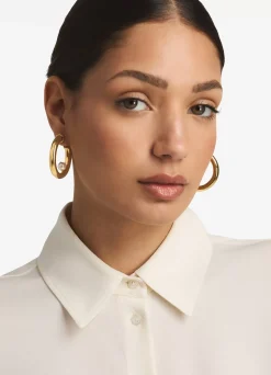 St. John Christina Caruso Hoop Earring with Pearl Gold
