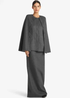 Outlet St. John Double Face Wool and Cashmere Blend Cape Jacket Dark Heather Gray/Light Heather Gray