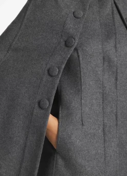 Outlet St. John Double Face Wool and Cashmere Blend Cape Jacket Dark Heather Gray/Light Heather Gray