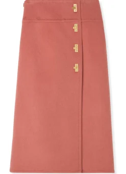 Discount St. John Doubleface Wool and Cashmere Blend Skirt Rouge