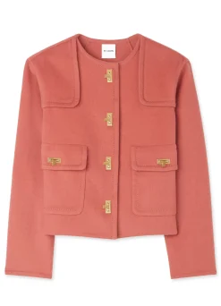 Sale St. John Doubleface Wool and Cashmere Blend Short Jacket Rouge
