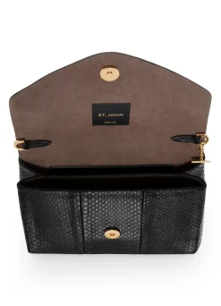 Best St. John Elaphe Water Snake Small Handbag Black