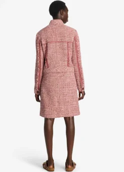 Hot St. John Feather Weight Multicolor Eyelash Tweed Jacket Petal Pink/Cranberry Multi