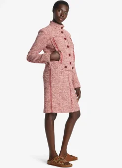 Hot St. John Feather Weight Multicolor Eyelash Tweed Jacket Petal Pink/Cranberry Multi