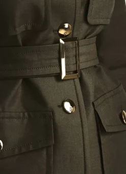 Discount St. John Gabardine Belted Jacket Dark Olive