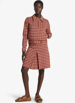 Discount St. John Geo Jacquard Jacket Cranberry/Brick Multi