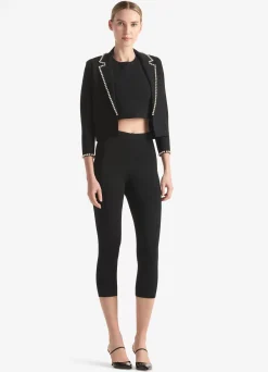 Best St. John Half Milano Knit Jewel Trim Jacket Black