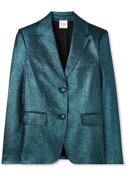 Discount St. John Italian Lightweight Stretch Lurex Jacket Dark Teal/Black Multi