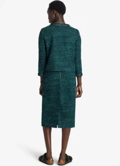 Best St. John Italian Slub Tweed Dress Dark Teal/Black Multi