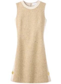 Online St. John Italian Tweed Contrast Trim Dress Light Sand