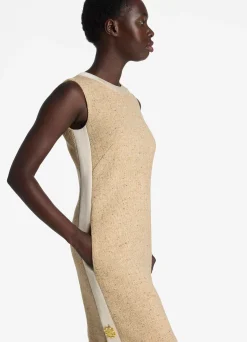 Online St. John Italian Tweed Contrast Trim Dress Light Sand