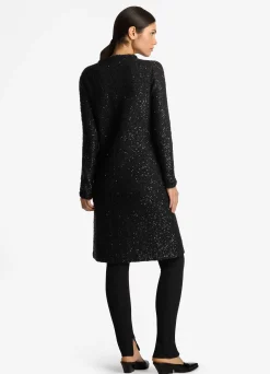 Outlet St. John Knitted Stretch Sequin Long Jacket Black