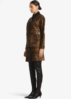 Clearance St. John Leopard Print Calf Hair Jacket Black/Vicuna Multi