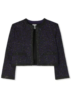 Clearance St. John Leopard Sequin Knit Short Jacket Purple