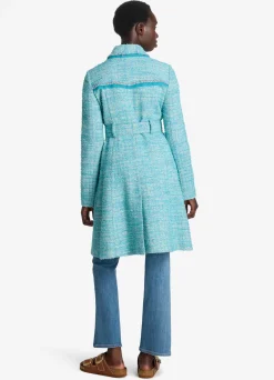 Best St. John Light Textured Eyelash Tweed Jacket Dark Teal/Sage Muti