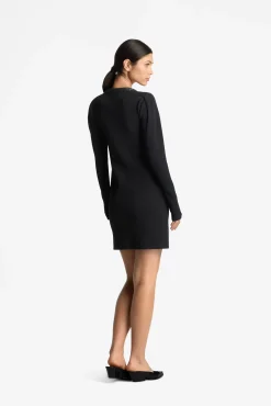 Discount St. John Long Sleeve Stretch Mini Dress Black