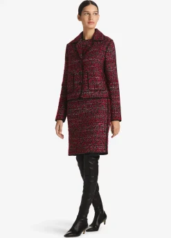 St. John Lurex Bouclette Tweed Jacket Crimson/Black Multi