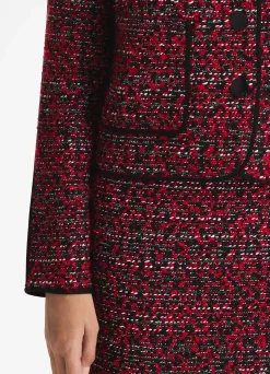 St. John Lurex Bouclette Tweed Jacket Crimson/Black Multi