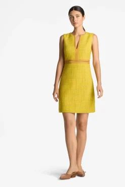 Discount St. John Lurex Tweed Sleeveless Dress Sunflower Multi