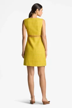 Discount St. John Lurex Tweed Sleeveless Dress Sunflower Multi