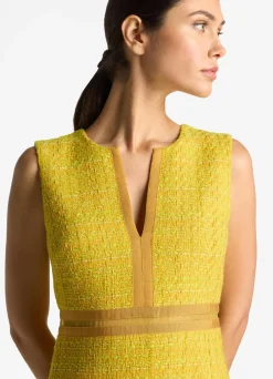 Discount St. John Lurex Tweed Sleeveless Dress Sunflower Multi