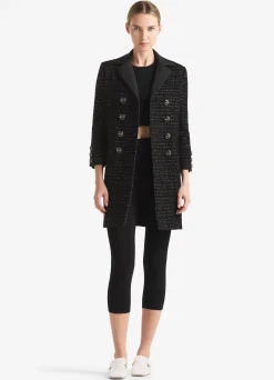 Sale St. John Metallic Bouclette Tweed Jacket Black Multi