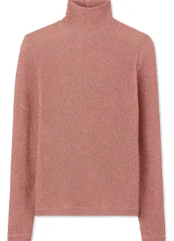 Outlet St. John Metallic Knit Turtleneck Top Macaroon