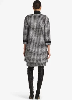 Hot St. John Metallic Tweed Houndstooth Jacket Black/Light Hyacinth Multi