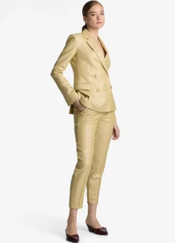 Discount St. John Metallic Twill Jacket Silver/Sunflower Multi