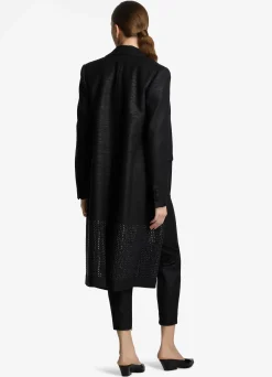 St. John Metallic Twill Long Jacket Silver/Sunflower Multi