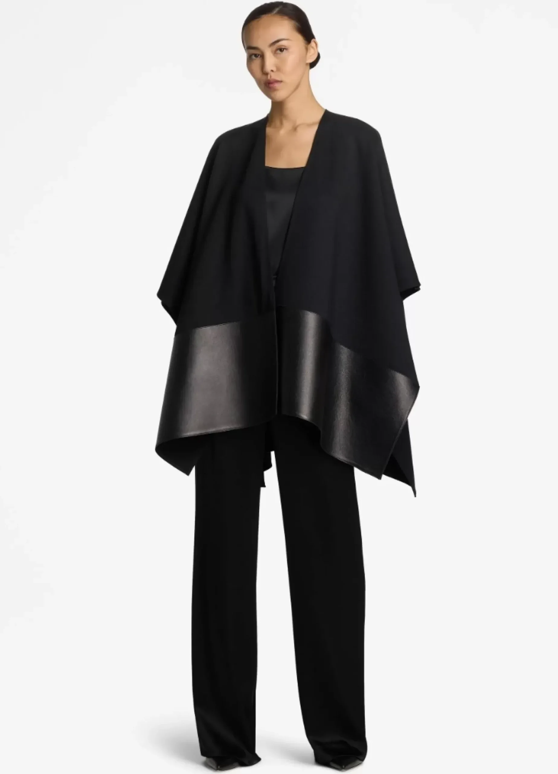 Outlet St. John Milano Knit and Leather Wrap Black