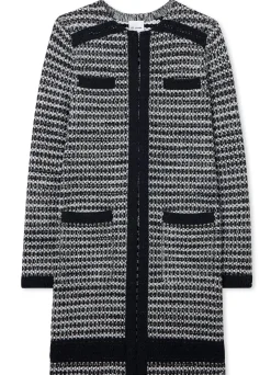 New St. John Mixed Stretch Knit Topper Black/Ivory Multi