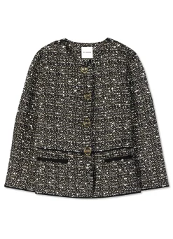 Clearance St. John Multi Slub Tweed Jacket Ecru/Black Multi