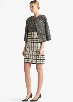 Clearance St. John Multi Slub Tweed Jacket Ecru/Black Multi