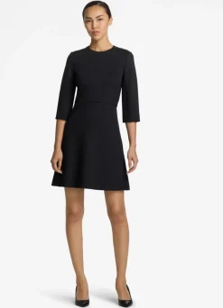 Online St. John Nylon Double Knit 3/4 Sleeve Dress Black