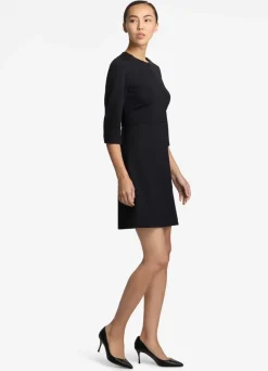 Online St. John Nylon Double Knit 3/4 Sleeve Dress Black