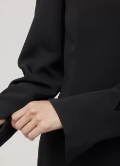 Online St. John Nylon Double Knit 3/4 Sleeve Dress Black