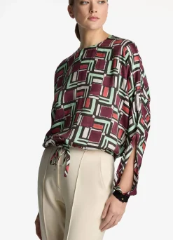 Best St. John Painted Geo Print Dolman Top Dark Claret Multi