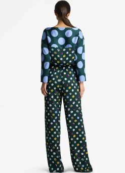 Clearance St. John Patchwork Polka Dot Pant Spruce Multi